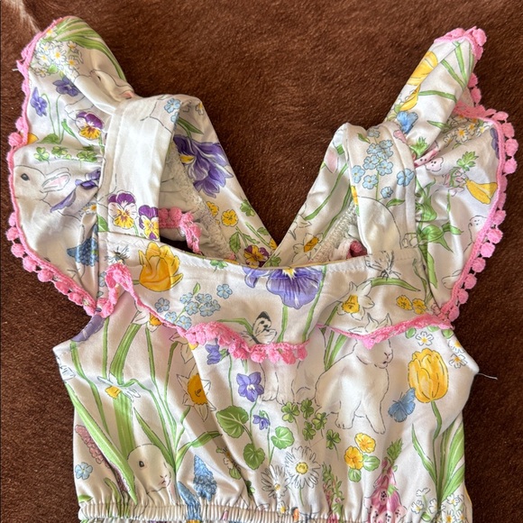 Spring Girls Romper with Ruffle Straps - Picture 4 of 4